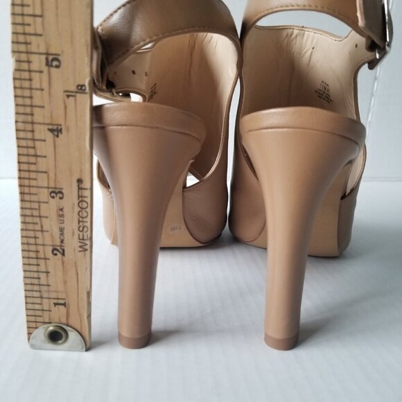 Vince Camuto Olivia Tan Leather Shootie Open Toe Sandal Heels 4" Dressy Date 11 - Picture 16 of 16